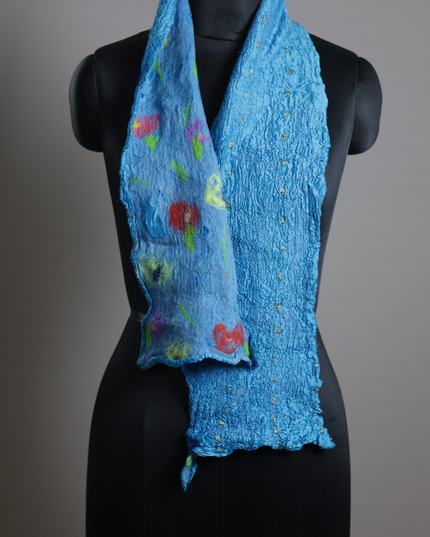 Handmade Merino Wool Wet Felted Naturally Dyed Scarf