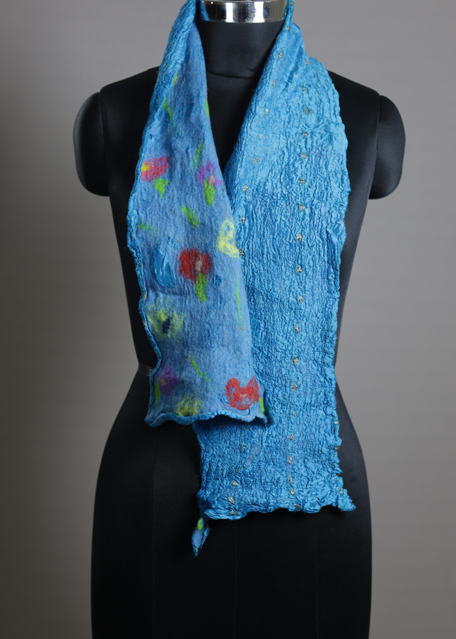 Handmade Merino Wool Wet Felted Naturally Dyed Scarf