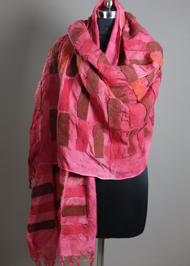 Handmade Merino Wool Wet Felted Naturally Dyed Scarf