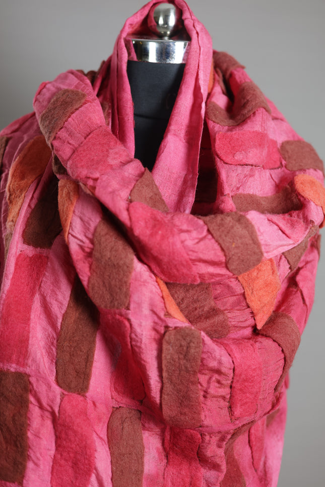 Handmade Merino Wool Wet Felted Naturally Dyed Scarf