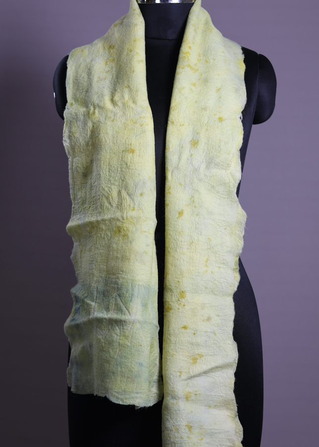 Handmade Merino Wool Wet Felted Naturally Dyed Scarf