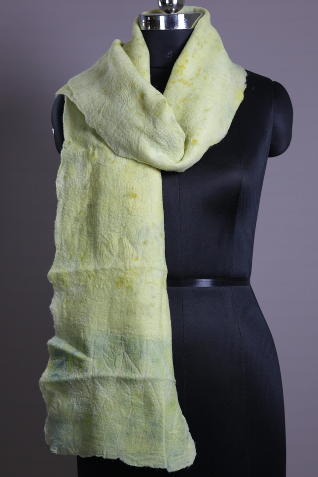 Handmade Merino Wool Wet Felted Naturally Dyed Scarf
