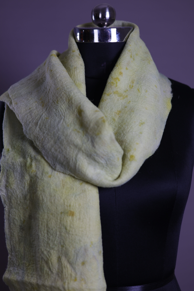 Handmade Merino Wool Wet Felted Naturally Dyed Scarf