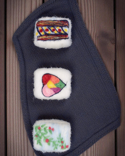 Handmade Merino wool felted naturally dyed soap (set of 3)