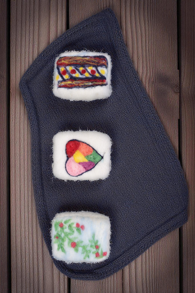 Handmade Merino wool felted naturally dyed soap (set of 3)