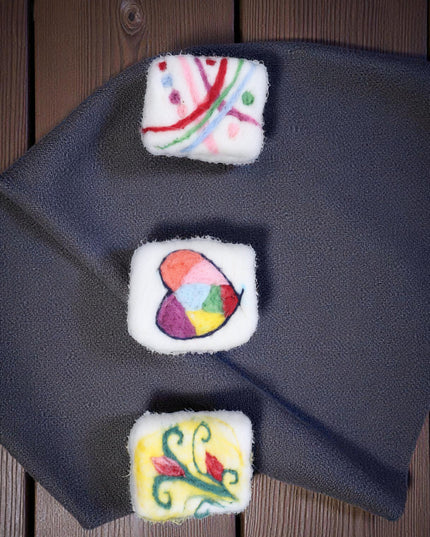 Handmade Merino wool felted naturally dyed soap (set of 3)