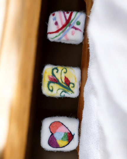 Handmade Merino wool felted naturally dyed soap (set of 3)