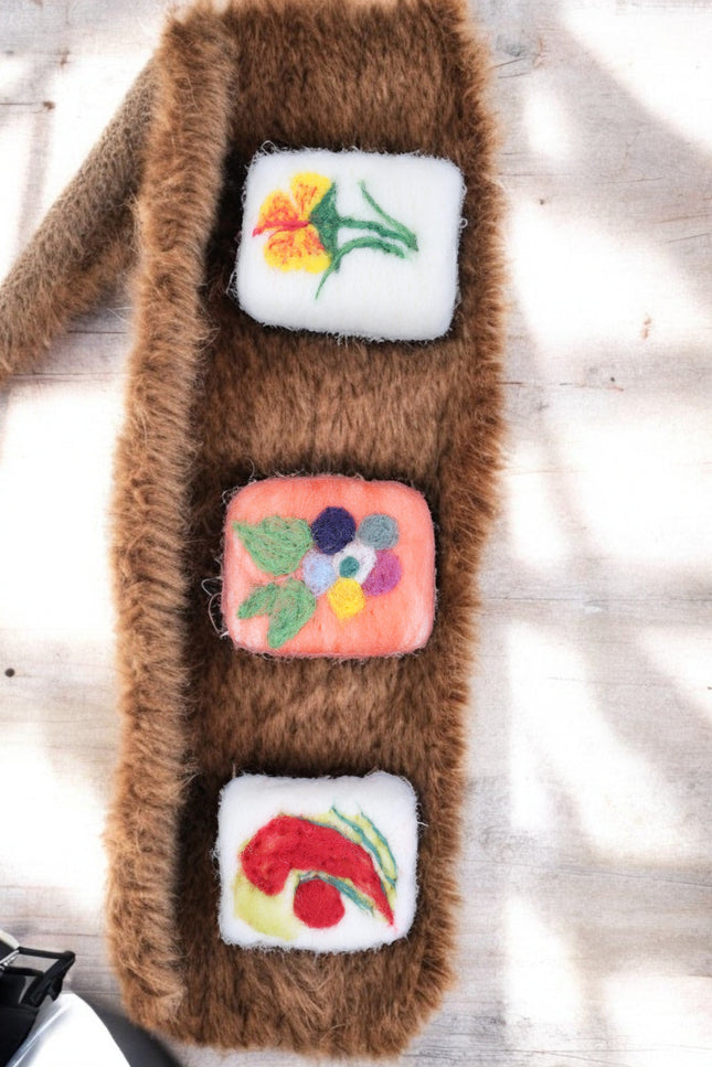 Handmade Merino wool felted naturally dyed soap (set of 3)