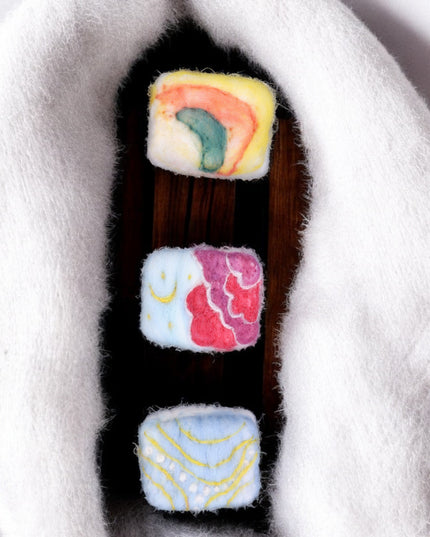 Handmade Merino wool felted naturally dyed soap (set of 3)