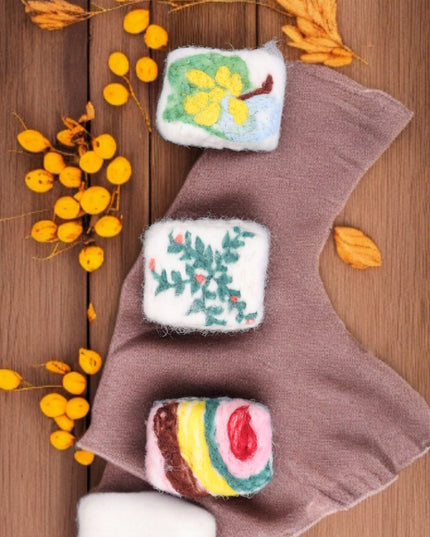 Handmade Merino wool felted naturally dyed soap (set of 3)