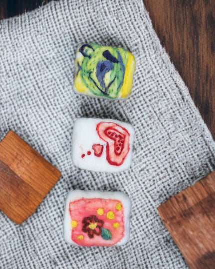 Handmade Merino wool felted naturally dyed soap (set of 3)