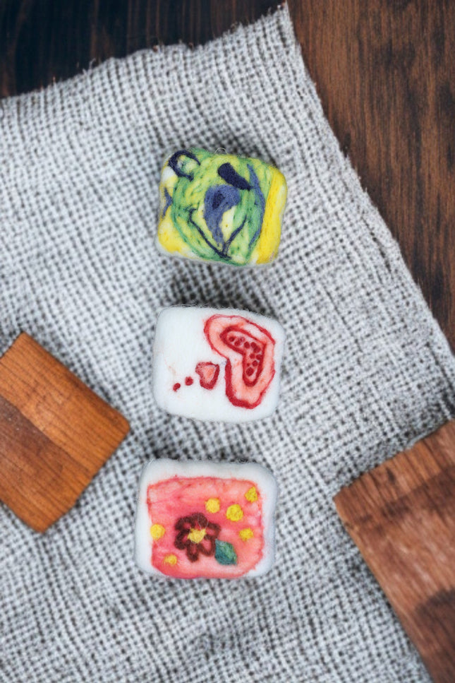 Handmade Merino wool felted naturally dyed soap (set of 3)