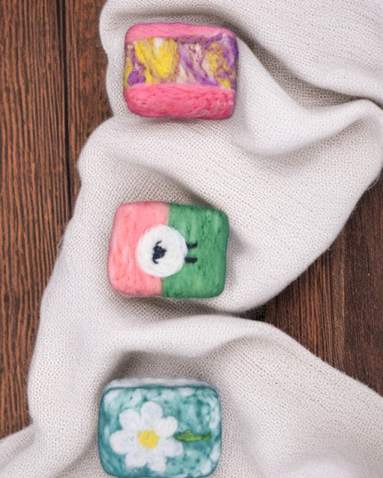 Handmade Merino wool felted naturally dyed soap (set of 3)