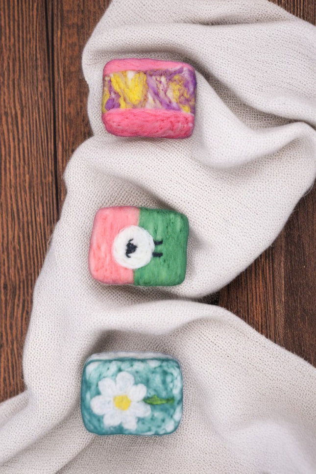 Handmade Merino wool felted naturally dyed soap (set of 3)