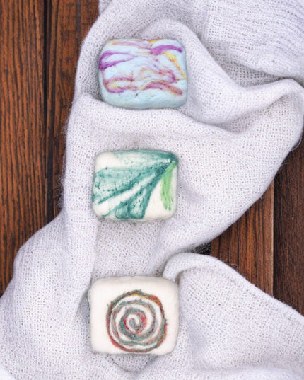 Handmade Merino wool felted naturally dyed soap (set of 3)