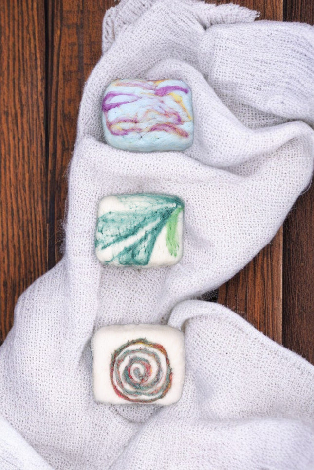 Handmade Merino wool felted naturally dyed soap (set of 3)