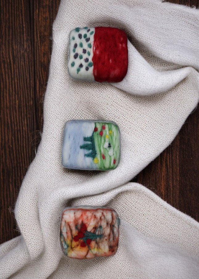 Handmade Merino wool felted naturally dyed soap (set of 3)