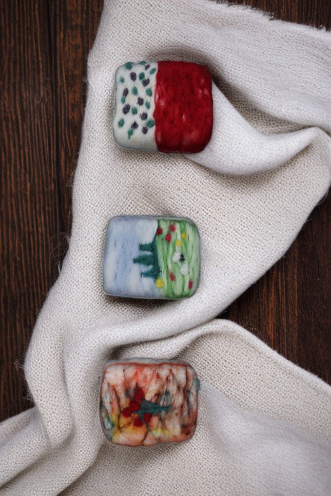 Handmade Merino wool felted naturally dyed soap (set of 3)