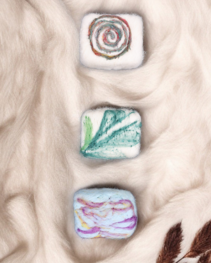 Handmade Merino wool felted naturally dyed soap (set of 3)