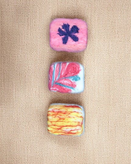 Handmade Merino wool felted naturally dyed soap (set of 3)