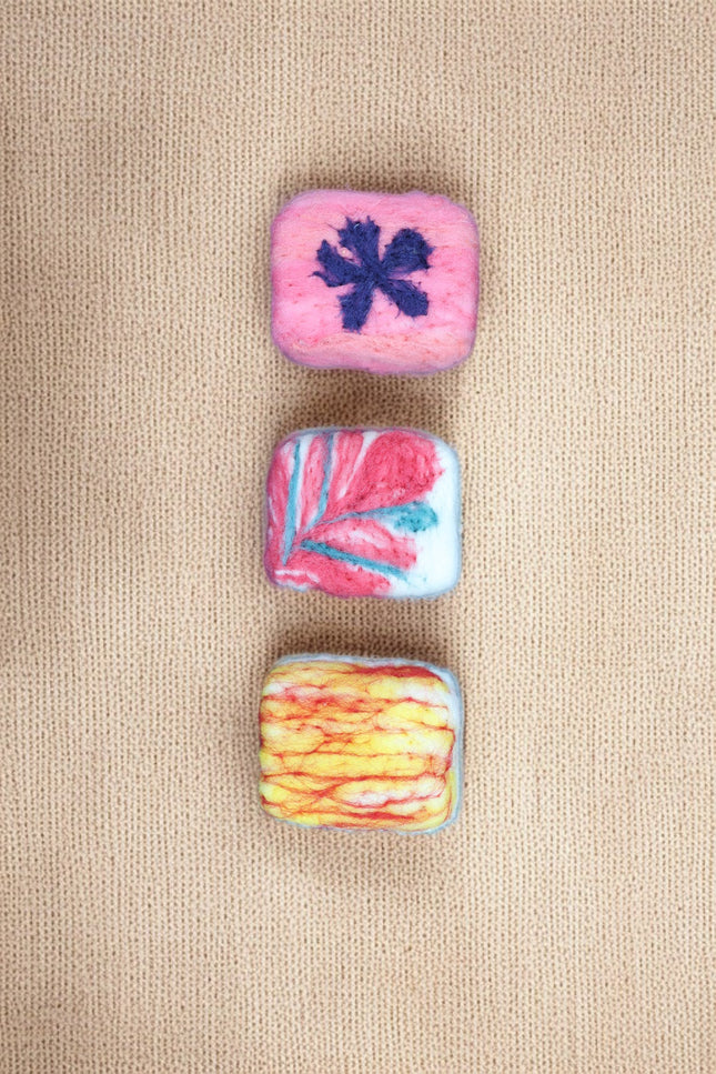 Handmade Merino wool felted naturally dyed soap (set of 3)