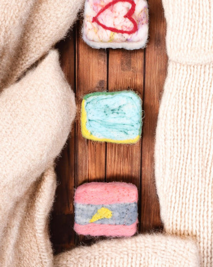 Handmade Merino wool felted naturally dyed soap (set of 3)