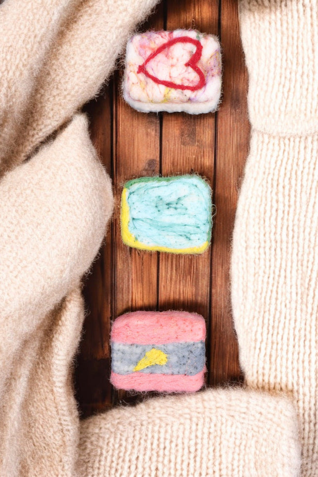 Handmade Merino wool felted naturally dyed soap (set of 3)