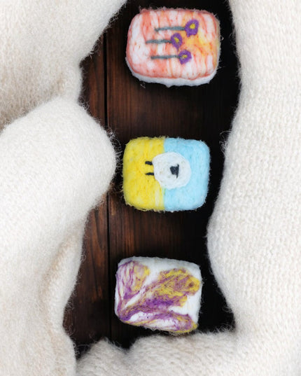 Handmade Merino wool felted naturally dyed soap (set of 3)