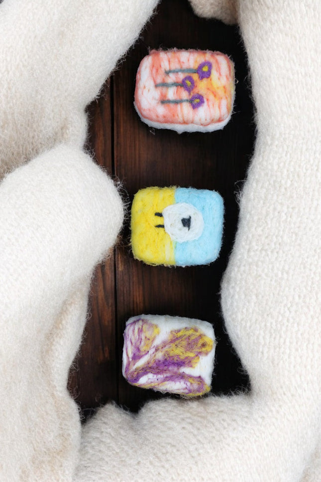 Handmade Merino wool felted naturally dyed soap (set of 3)