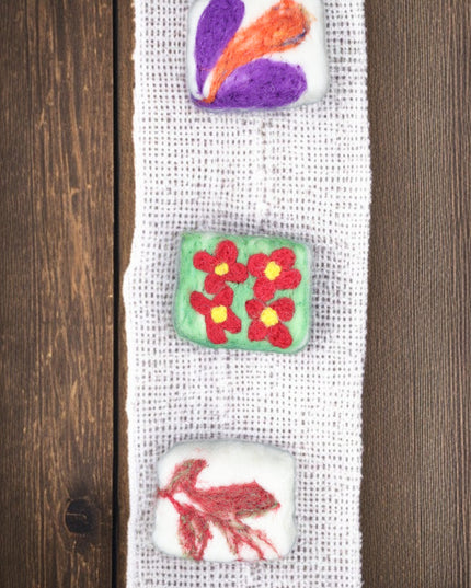 Handmade Merino wool felted naturally dyed soap (set of  3)