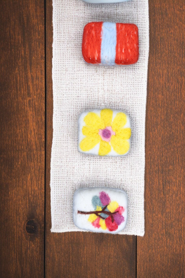 Handmade Merino wool felted naturally dyed soap (set of 3)