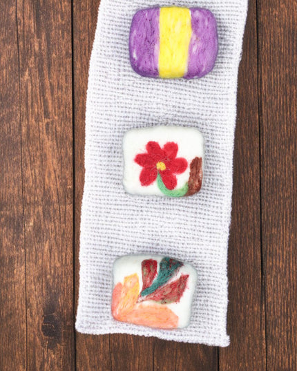 Handmade Merino Wool Felted Naturally Dyed Soap (Set of 3)