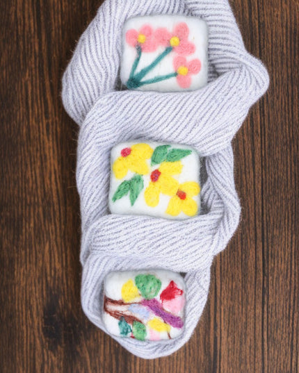 Handmade Merino Wool Felted Naturally Dyed Soap (Set of 3)