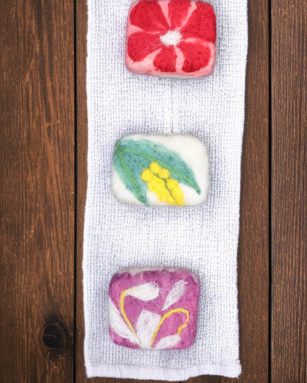 Handmade Merino Wool Felted Naturally Dyed Soap (Set of 3)