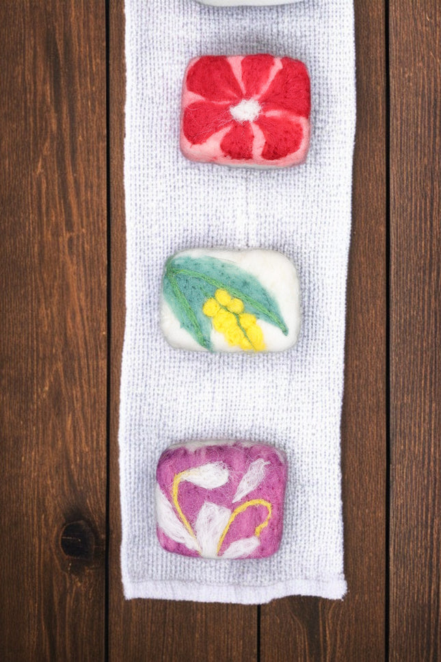 Handmade Merino Wool Felted Naturally Dyed Soap (Set of 3)