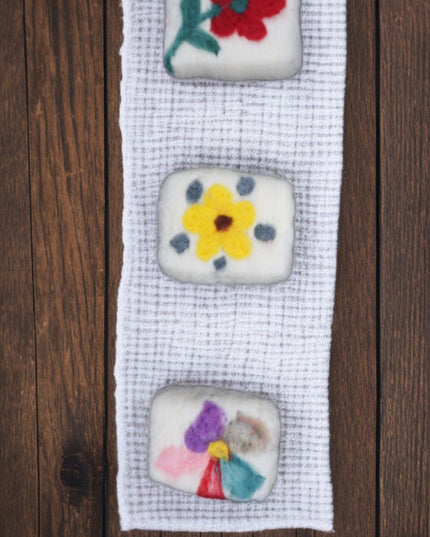 Handmade Merino Wool Felted Naturally Dyed Soap (Set of 3)