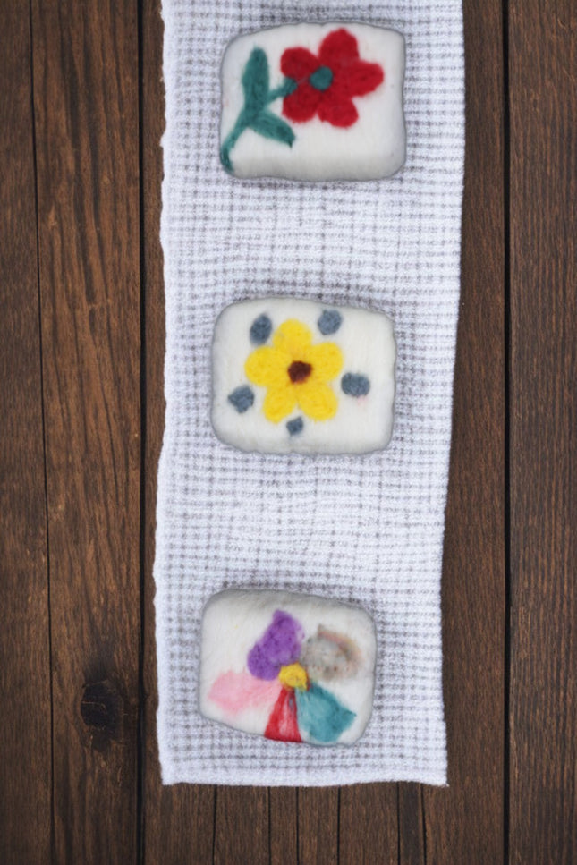 Handmade Merino Wool Felted Naturally Dyed Soap (Set of 3)