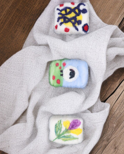 Handmade Merino Wool Felted Naturally Dyed Soap (Set of 3)