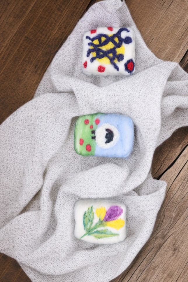 Handmade Merino Wool Felted Naturally Dyed Soap (Set of 3)