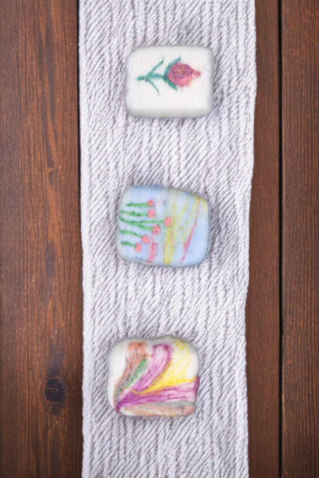 Handmade Merino Wool Felted Naturally Dyed Soap (Set of 3)