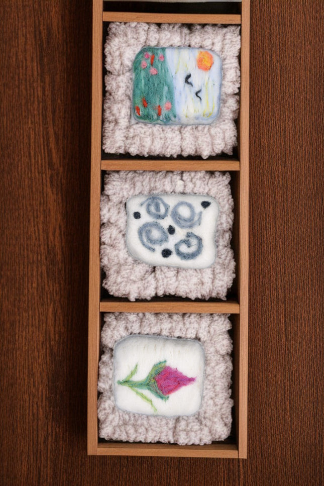 Handmade Merino Wool Felted Naturally Dyed Soap (Set of 3)