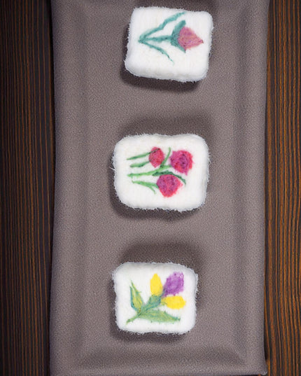 Handmade Merino Wool Felted Naturally Dyed Soap (Set of 3)