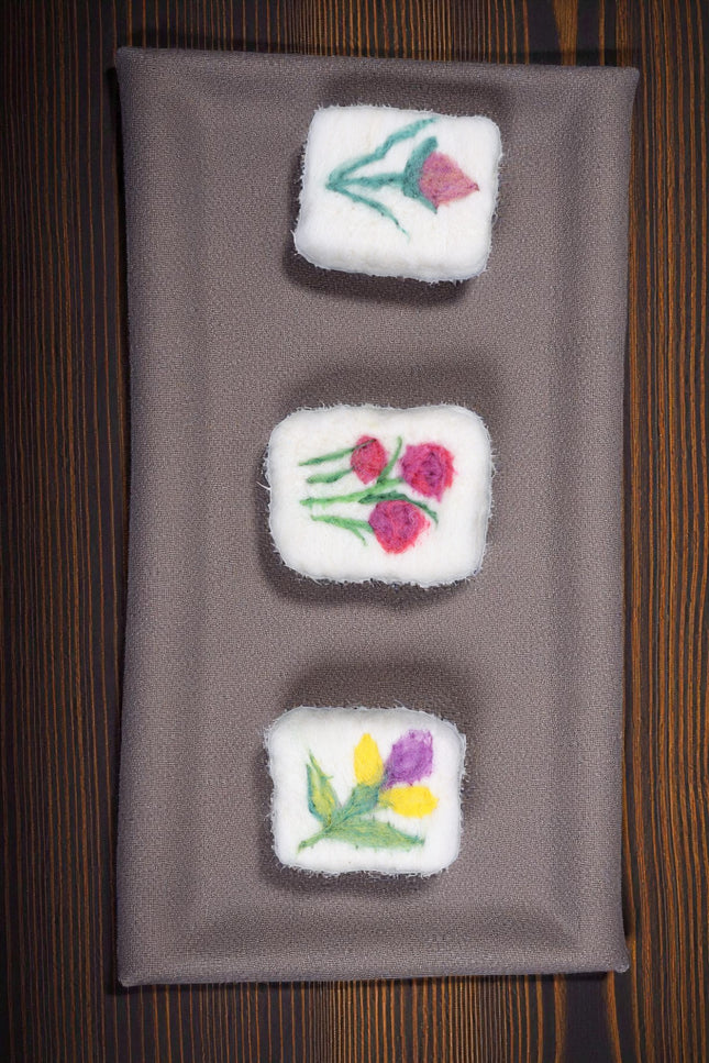 Handmade Merino Wool Felted Naturally Dyed Soap (Set of 3)