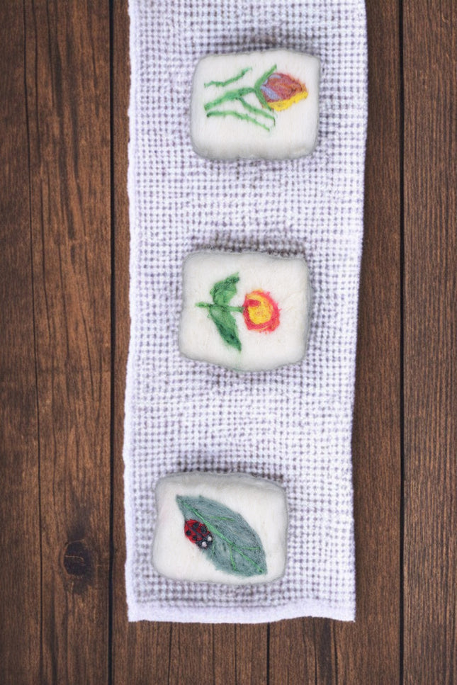 Handmade Merino Wool Felted Naturally Dyed Soap (Set of 3)