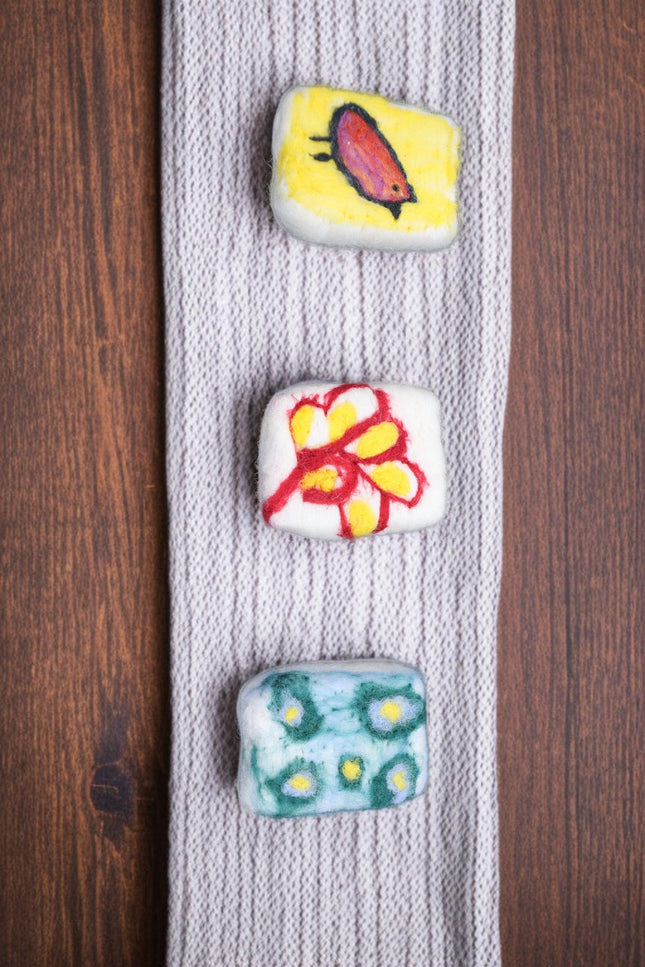 Handmade Merino Wool Felted Naturally Dyed Soap (Set of 3)