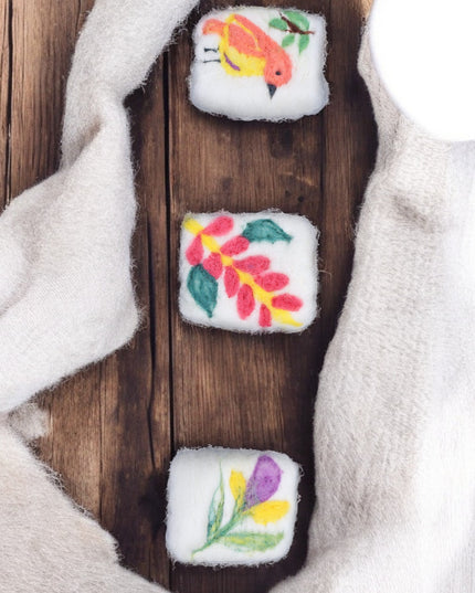 Handmade Merino Wool Felted Naturally Dyed Soap (Set of 3)