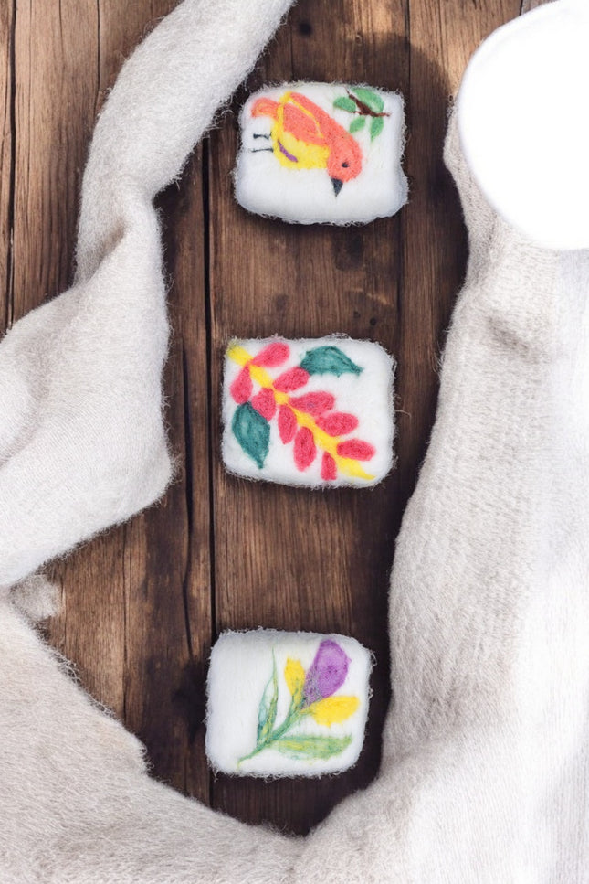 Handmade Merino Wool Felted Naturally Dyed Soap (Set of 3)
