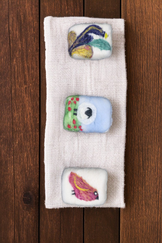 Handmade Merino Wool Felted Naturally Dyed Soap (Set of 3)