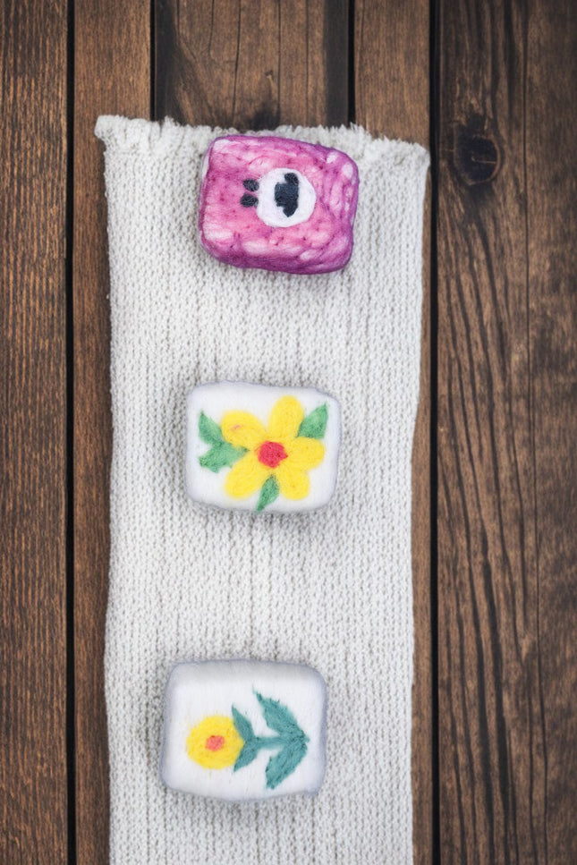 Handmade Merino Wool Felted Naturally Dyed Soap (Set of 3)
