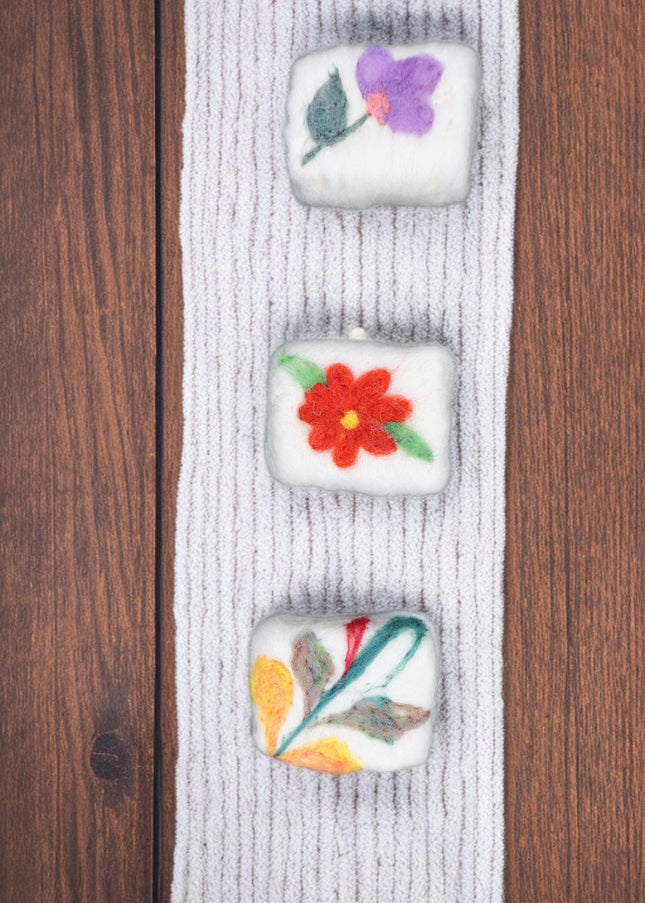 Handmade Merino Wool Felted Naturally Dyed Soap (Set of 3)